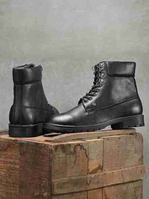 El Paso Men Black Faux Leather Casual Lace Up Boots Boots For Men (Black , 6) - Image 2