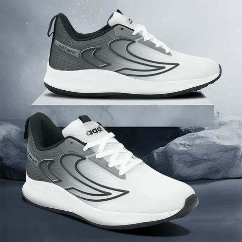 aadi Men's Mesh Comfortable Lightweight Trendy Lace Up Classy Casual Shoes Outdoors For Men (White, Grey , 6) - Image 6