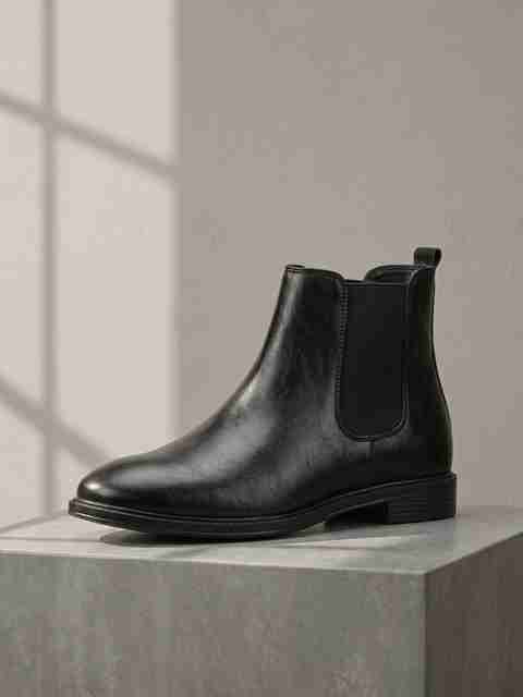 aadi Men's Synthetic Leather Lightweight Comfortable Trendy Outdoor Slip On Chelsea Boots For Men (Black , 8) - Image 5