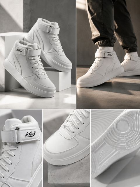 Knoos High Top Sneakers for Men, White, Size 9 - Image 7