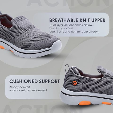 action Athleo ATG-487 Comfortable Lightweight Breathable Durable Sports Slip-On Running Shoes For Men (Grey , 8) - Image 6
