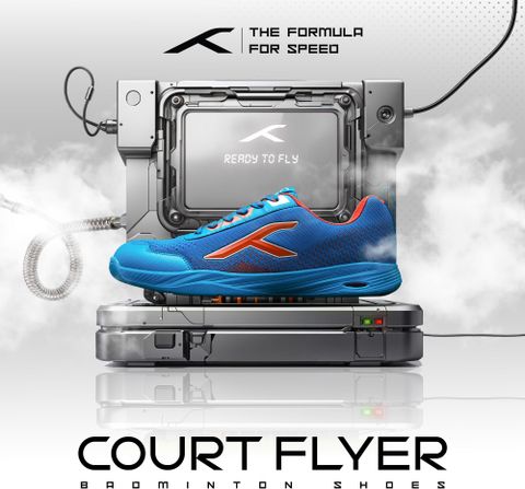 Hundred Court Flyer Non-Marking Badminton Shoes (Blue, Orange, UK 11) - Image 6