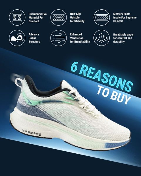 Asian Hypercushion-01 Training & Gym Shoes for Men (White, Blue, 9) - Image 7