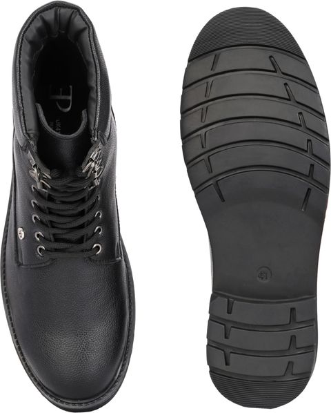 El Paso Men Black Faux Leather Casual Lace Up Boots Boots For Men (Black , 6) - Image 6