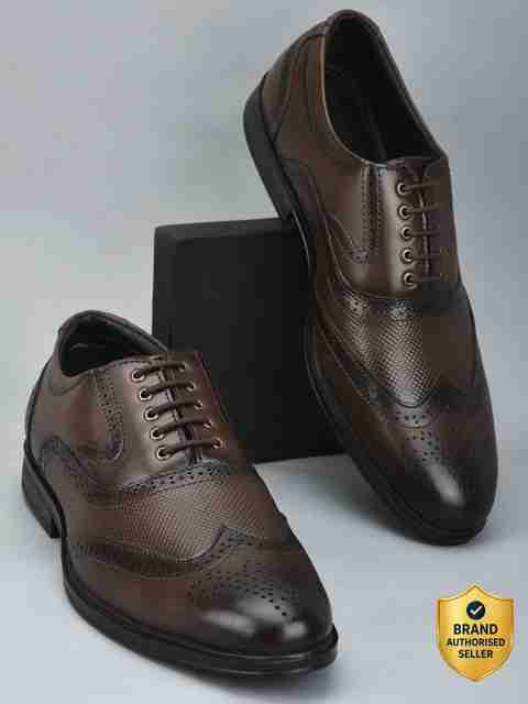 LIBERTY Fortune HOL-125E Formal Shoes With PU Sole | Lightweight & Comfortable Lacing Brogues For Men (Brown , 8) - Image 5