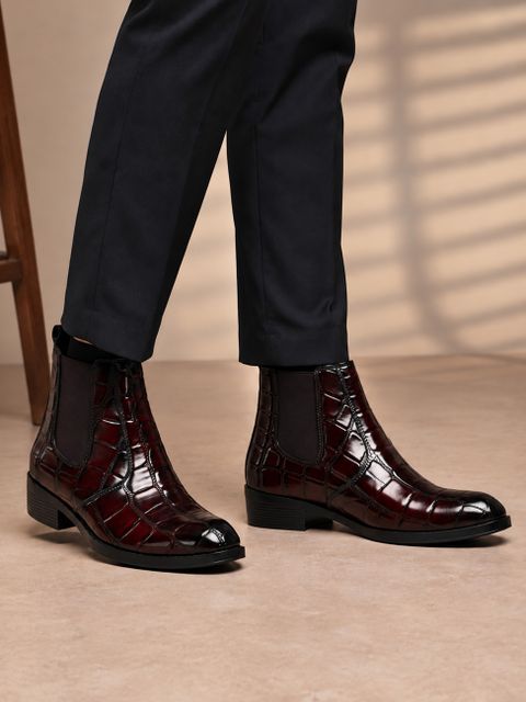 Layasa chelsea boots men Boots For Men (Maroon , 7) - Image 6