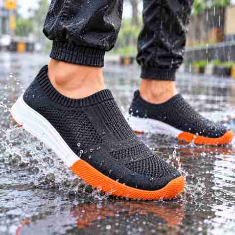 DEE vamry Waterproof Slip-On Sneakers for Men (Black, Navy, Size 8) - Image 3