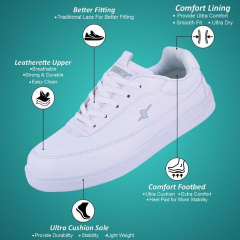 Sparx SM 734 Men's White Sneakers (Size 9) - Image 8