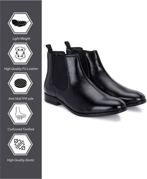 BLOMAX Synthetic Leather Lightweight Comfortable Trendy Partywear Slip On Chelsea Boots Boots For Men (Black , 9) - Image 8