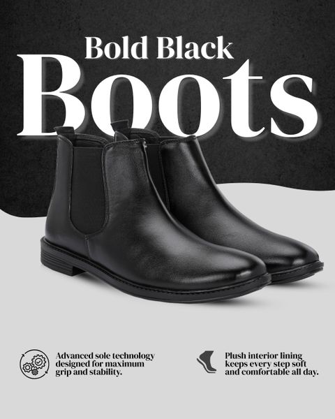 aadi Synthetic Leather Lightweight Comfortable Trendy Walking Outdoor Slip On Chelsea Boots For Men (Black , 10) - Image 5