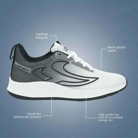aadi Men's Mesh Comfortable Lightweight Trendy Lace Up Classy Casual Shoes Outdoors For Men (White, Grey , 6) - Image 7