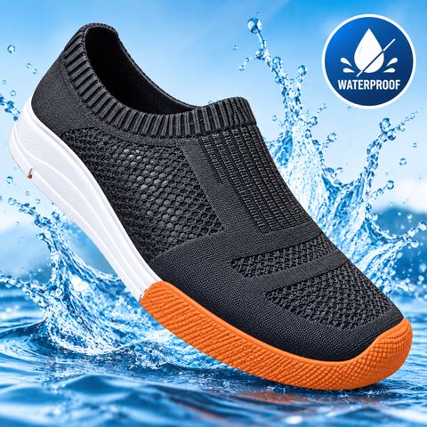 DEE vamry Waterproof Slip-On Sneakers for Men (Black, Navy, Size 8) - Image 4