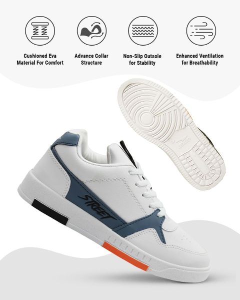 Asian Tarzan-05 White Sneakers for Men (White, Blue, Size 7) - Image 7