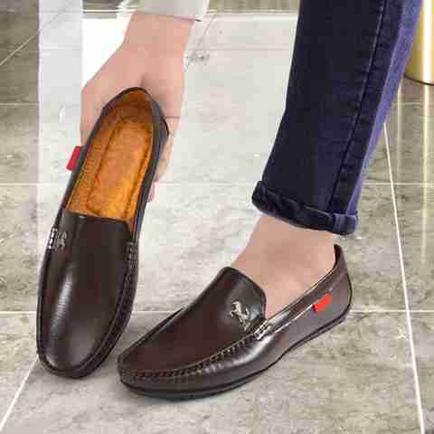 MADHUVIMAL Men's Brown Slip-On Boat Loafers (Size 10) - Image 5