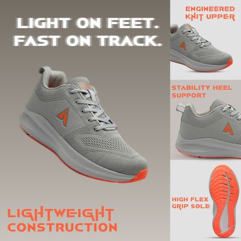 action Athleo ATG-496 Comfortable Lightweight Breathable Durable Lace-Up Running Shoes For Men (Grey, Orange , 8) - Image 8