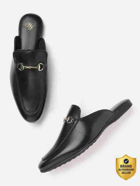 House of Pataudi Men Comfort Mules Casual Sandal (Black, 6) - Image 2