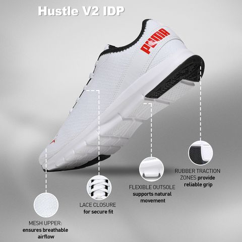 PUMA Hustle V2 Sneakers for Men, White, Size 9 - Image 7