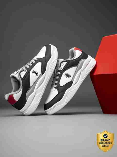 RED TAPE Men's Grey White Lace-Up Sneakers (Size 9) - Image 2