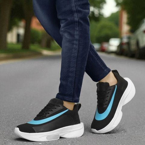 BootBarn Black Sports Shoes for Men | Walking, party Sneakers Casuals For Men (Black, Blue , 9) - Image 3