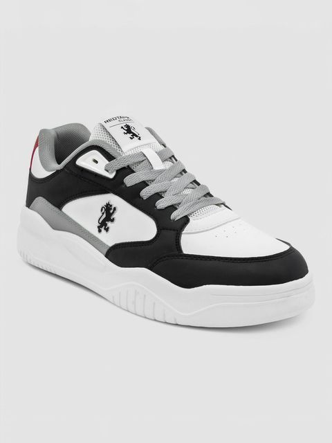 RED TAPE Men's Grey White Lace-Up Sneakers (Size 9) - Image 4