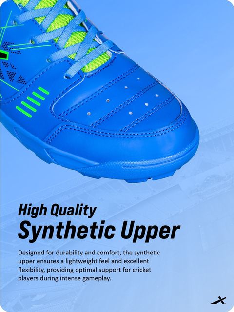 VECTOR X Blaster 2020 Synthetic Leather + Mesh Upper|Durable PVC Sole|Lightweight Cricket Shoes For Men (Blue, Green , 8) - Image 6