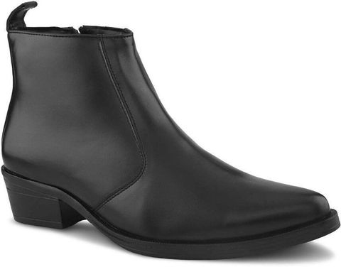 Roadster Men Black Pointed Toe Ankle Boots with Side Zip & Low Stacked Heel Boots For Men (Black , 6) - Image 7