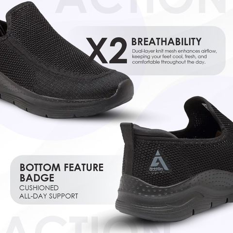 action Athleo ATG-987 Comfortable Lightweight Breathable Durable Sports Slip-On Running Shoes For Men (Black , 7) - Image 8