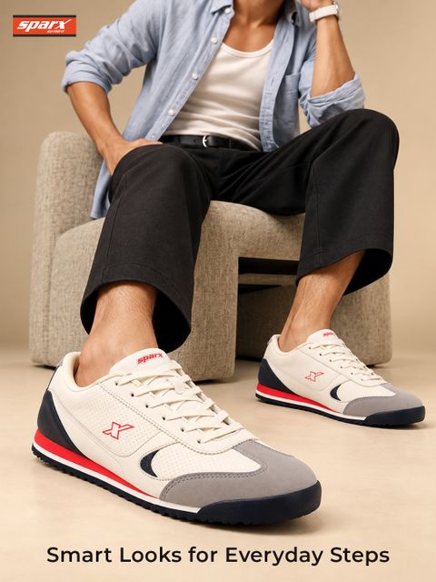 Sparx SM 9116 Men's Sneakers (Off White, Red, UK 8) - Image 7