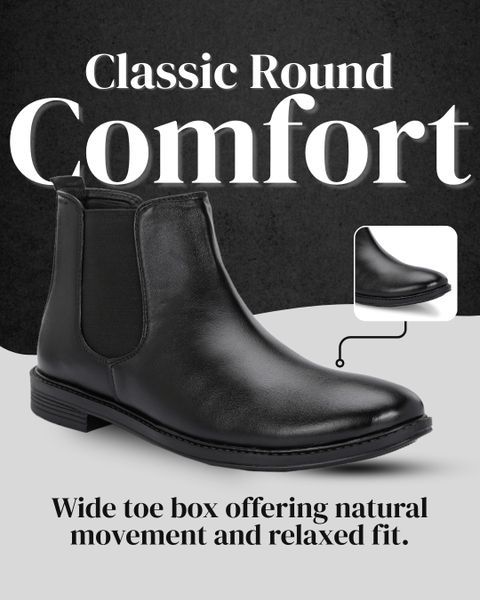 aadi Synthetic Leather Lightweight Comfortable Trendy Walking Outdoor Slip On Chelsea Boots For Men (Black , 10) - Image 3