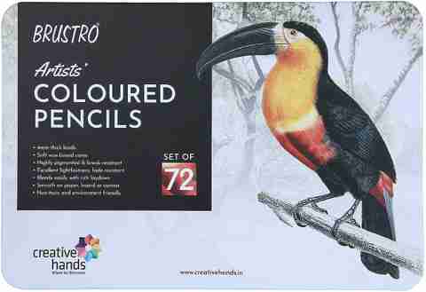 BRuSTRO ARTISTS' 4MM & SUPER SOFT COLOURED PENCILS , with elegant tin box ROUND Shaped Color Pencils (Set of 72, Multicolor) - Image 2