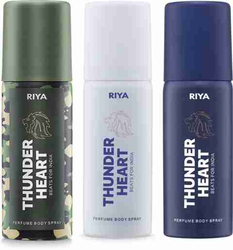 RIYA Thunder Heart Green, White and Blue | Combo of 3 | 40 ml Each | Body Spray Deodorant Spray - For Men (120 ml, Pack of 3) - Image 3