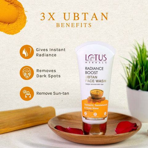 LOTUS HERBALS RADIANCE BOOST UBTAN Face Wash (100 g) - Image 8