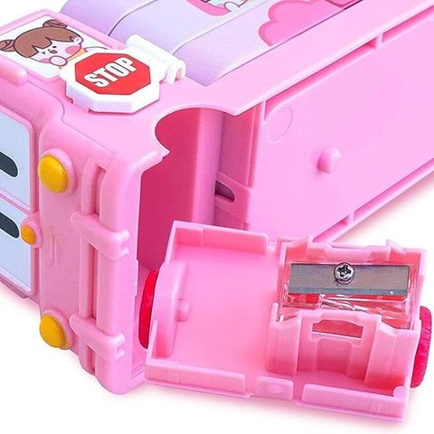 RETRIX Cartoon Printed School Bus Metal Pencil Box with Sharpener, - Image 5