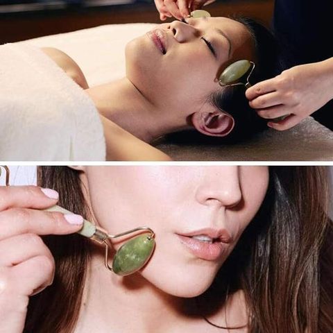 Kwaanie Jade Roller & White Hair Scalp Brush Set â Skin Revitalizing Facial Massage & Scalp Care Combo (3 Items in the set) - Image 7