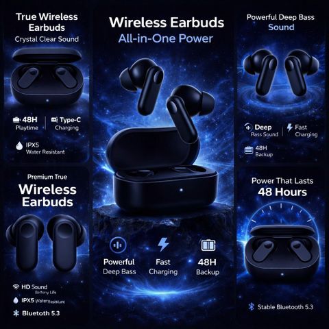 NDHD True Wireless Earbuds Nord 2 CE Mobile Earbuds with Mic 2r, 12.4mm Drivers Bluetooth Headset (Black, In the Ear) - Image 3