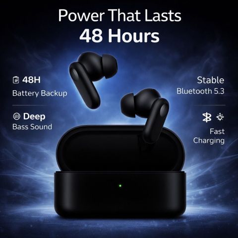 NDHD True Wireless Earbuds Nord 2 CE Mobile Earbuds with Mic 2r, 12.4mm Drivers Bluetooth Headset (Black, In the Ear) - Image 4