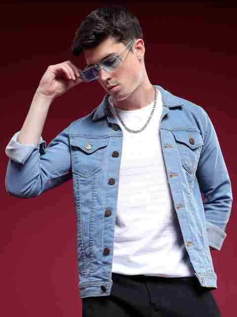shre.ce Men Solid Denim Jacket - Image 2