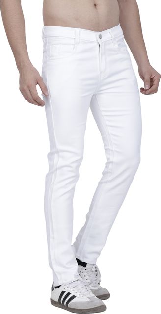 Stitch Factory Men Slim Mid Rise White Jeans - Image 7