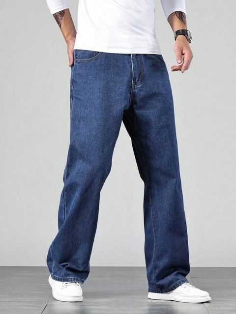 PODGE Men Loose Fit Mid Rise Dark Blue Jeans - Image 7
