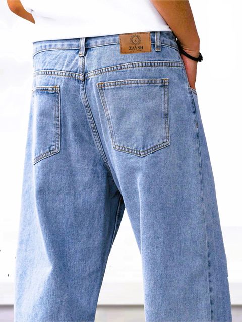 ZAYSH Men Loose Fit Mid Rise Light Blue Jeans - Image 6
