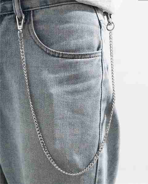 Its 4 You Single layer Side Pant Chain,Jean Chain,Curb Chain, (For Womens Ans Mens) Sterling Silver Plated Stainless Steel Chain - Image 5