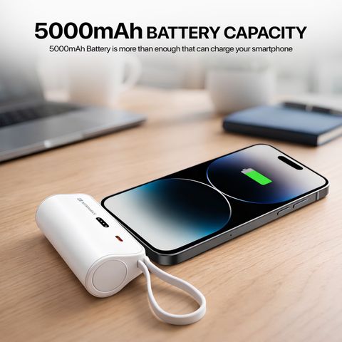 NITRAMAX 5000 mAh 65 W Mini Pocket Size Power Bank (White, Lithium Polymer, Fast Charging for Earbuds, Mobile, Tablet) - Image 6