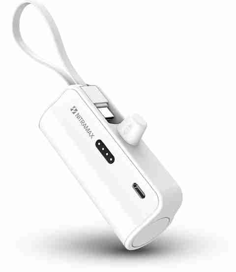 NITRAMAX 5000 mAh 65 W Mini Pocket Size Power Bank (White, Lithium Polymer, Fast Charging for Earbuds, Mobile, Tablet) - Image 5