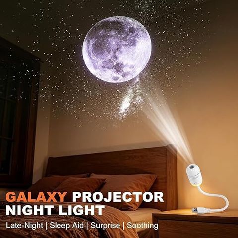 MCBAZEL Galaxy Projector Night Light, USB Portable Starry Sky Lamp for Bed & Kids Room (300 lm) Portable Projector (White) - Image 4