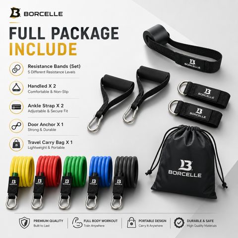 BORCELLE 11 IN ONE RESISTANCE BAND Resistance Tube (Multicolor) - Image 8