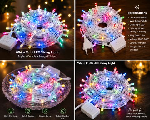 Perikam 60 LEDs 15 m Multicolor Color Changing Ball Rice Lights (Pack of 1) - Image 4