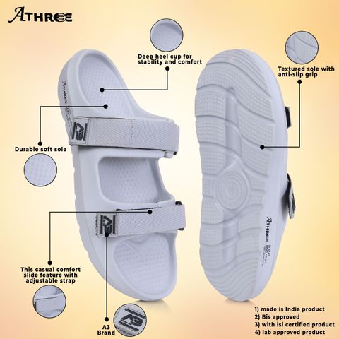 ATHREE Men Flip Flops Grey Size 11 - Image 7