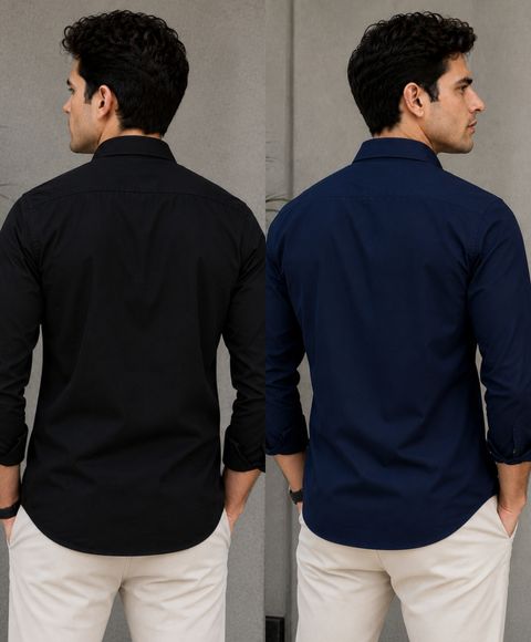 MAHAKAAL CREATION Men Slim Fit Solid Spread Collar Casual Shirt (Pack - Image 6