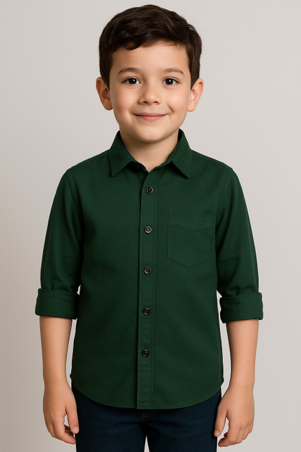 boys green dress shirt WESTDALE Solid Casual Dark Aug50