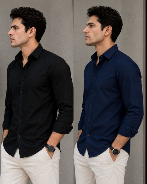 MAHAKAAL CREATION Men Slim Fit Solid Spread Collar Casual Shirt (Pack - Image 7